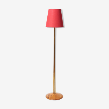 1950s floor lamp in light wood and brass