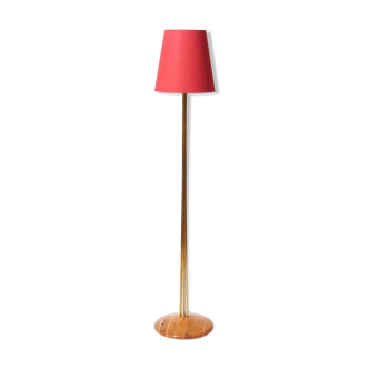 1950s floor lamp in light wood and brass