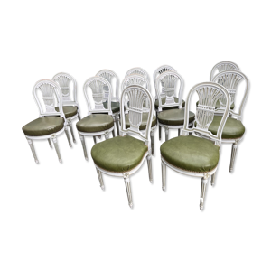Série de 12 chaises - assise cuir