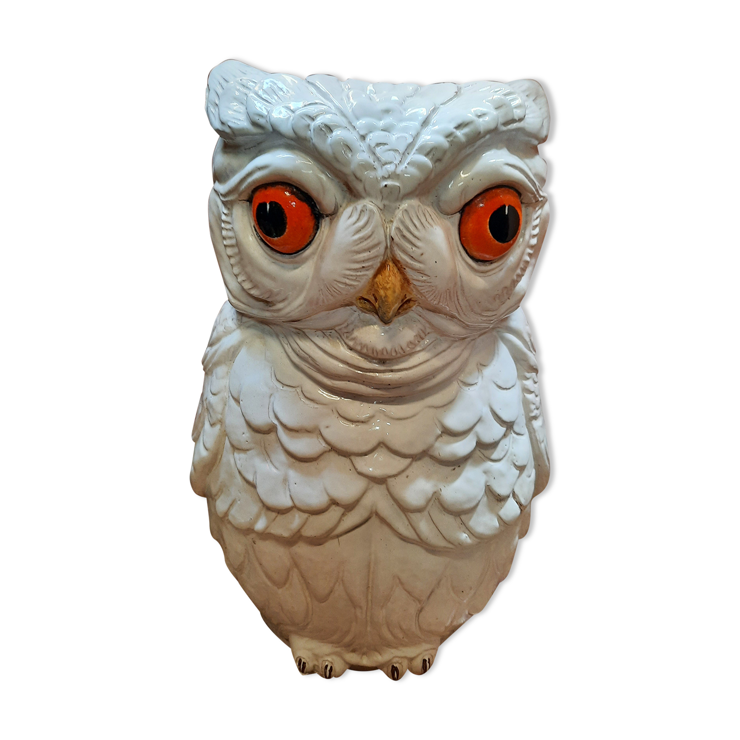 Umbrella holder owl in ceramic