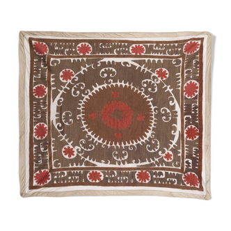 Uzbek hand embroidery faded suzani tapestry
