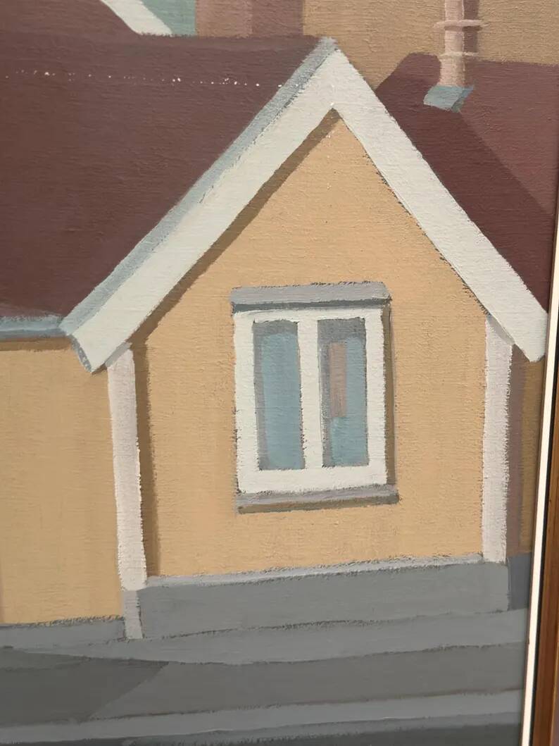 Original Vintage Swedish Oil on Canvas – “City Scene” by Gunnar Fohlin – Signed & Dated 1987 – Vintage & Framed