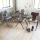 Set de 6 chaises "Marteau" acajou thermomoulé
