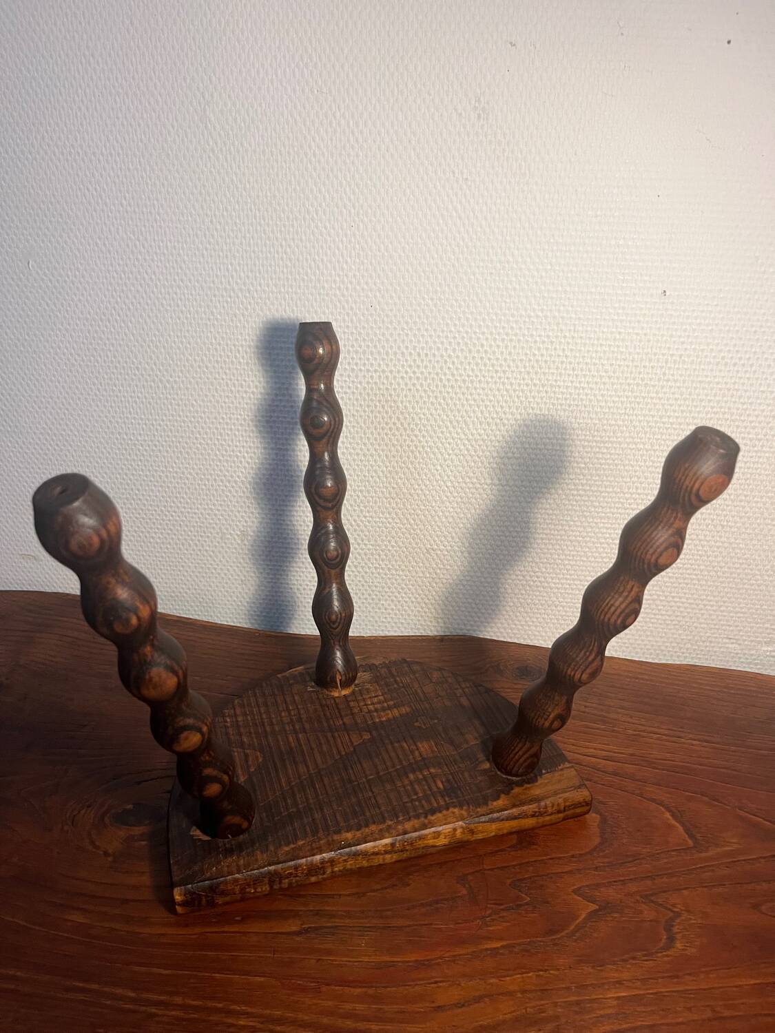 1950s turned wooden tripod stool