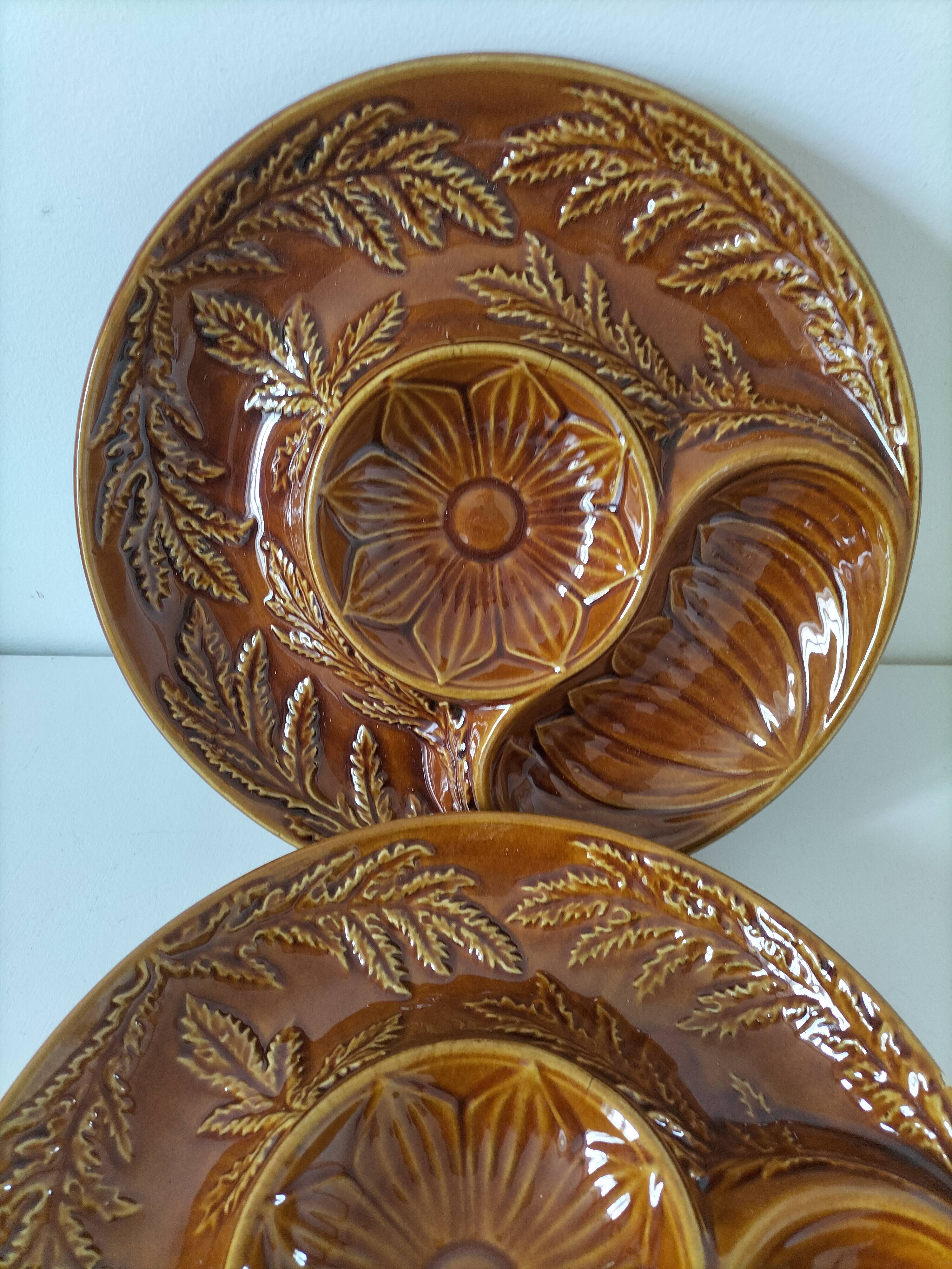 Trio of vintage Sela Portugal barbotine plates from the 60s