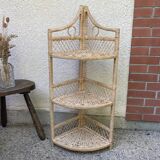 Vintage rattan corner shelf