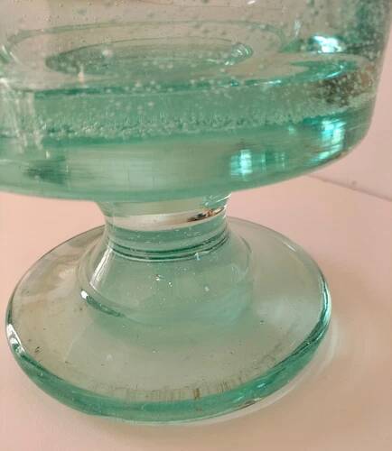 Service en verre soufflé bullé vert d'eau – Coupe sur pied, 5 tasses et louche