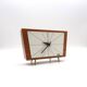 Rare mid century minimalist teak desk clock by zentra