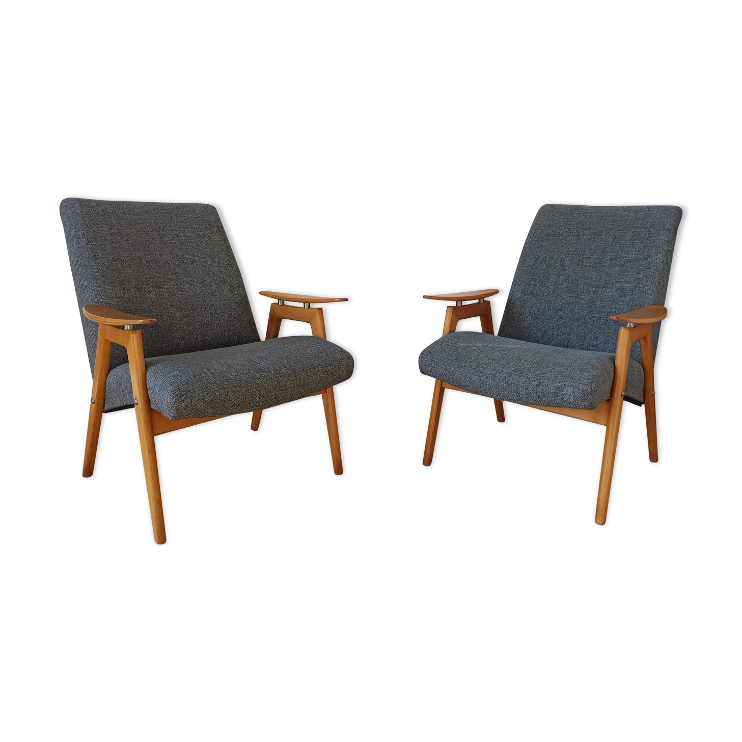 2 designer armchairs by j. šmidek, 1970s.