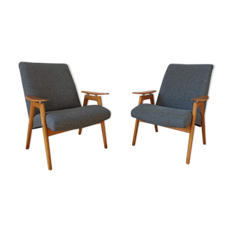 2 designer armchairs by j. šmidek, 1970s.