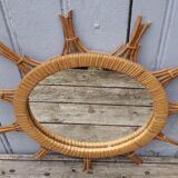 52x52 cm rattan mirror
