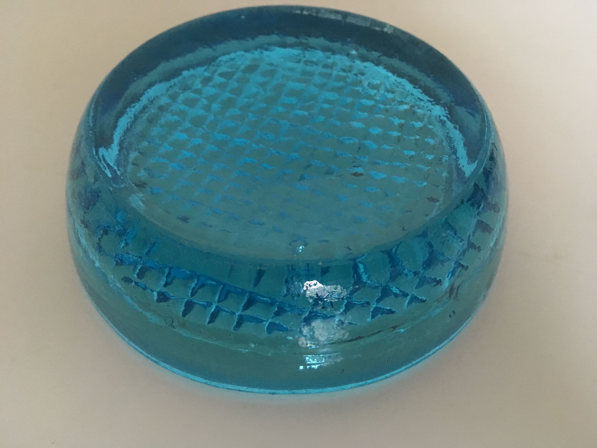 Pavé de verre moulé turqoise art déco mid century