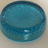 Cast glass moulded turqoise art deco mid century