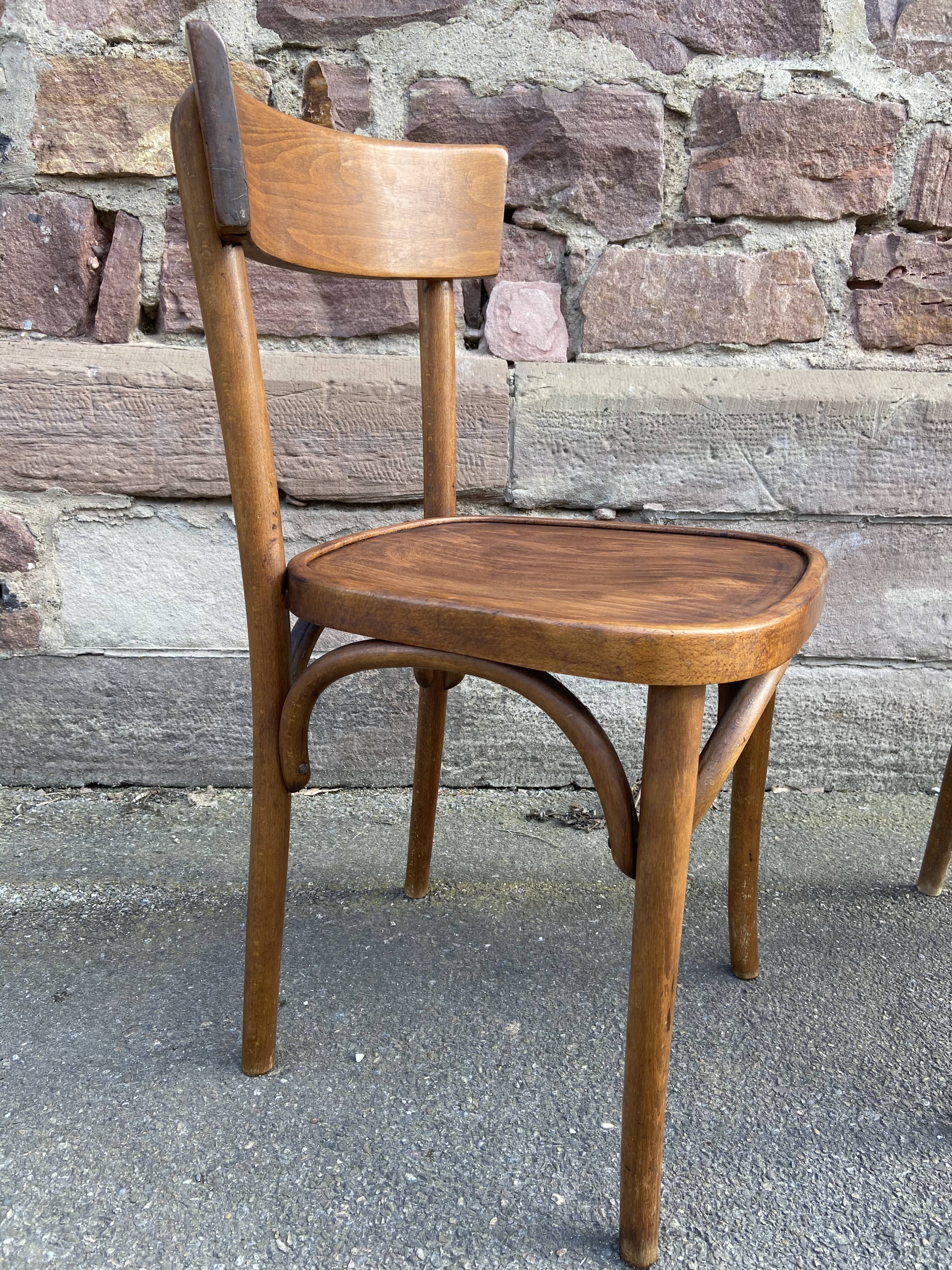 Pair of chairs bistro baumann curved wood