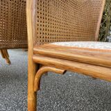 Pair of rattan and canning armchairs