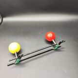 Vintage coat rack hook two colorful balls 60s