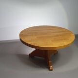 Table à manger brutaliste en chêne blond 1970