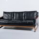 Scandinavian 3-seater sofa in leather and rosewood from the 60s