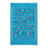 Tapis berbère bleu turquoise motifs multicolores