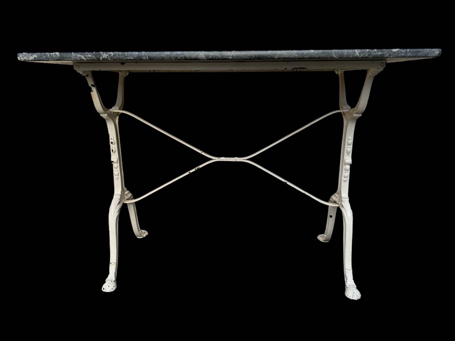 Parisian bistro table in cast iron and gray marble 1900