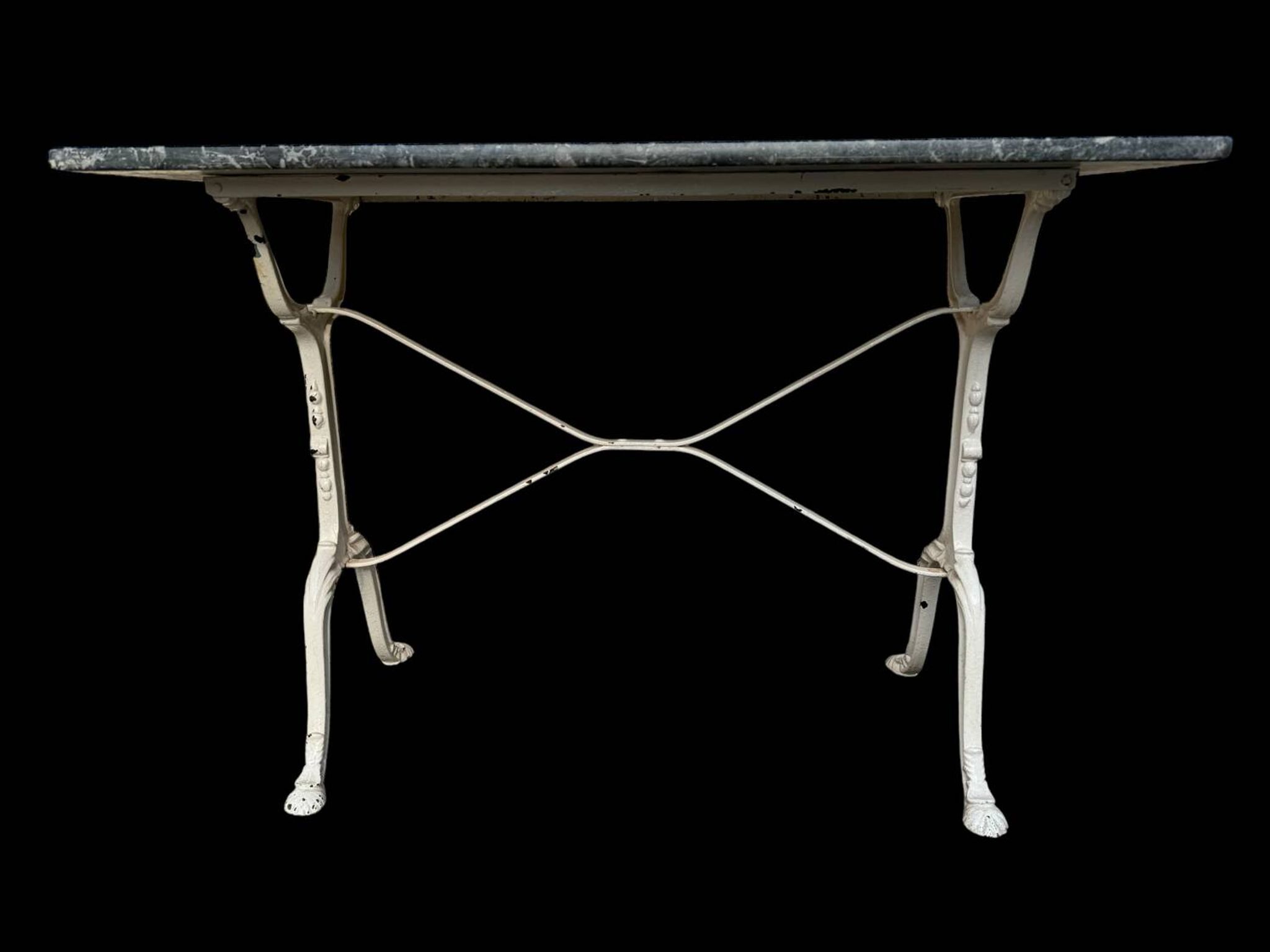 Table bistro Parisenne en fonte et marbre gris 1900