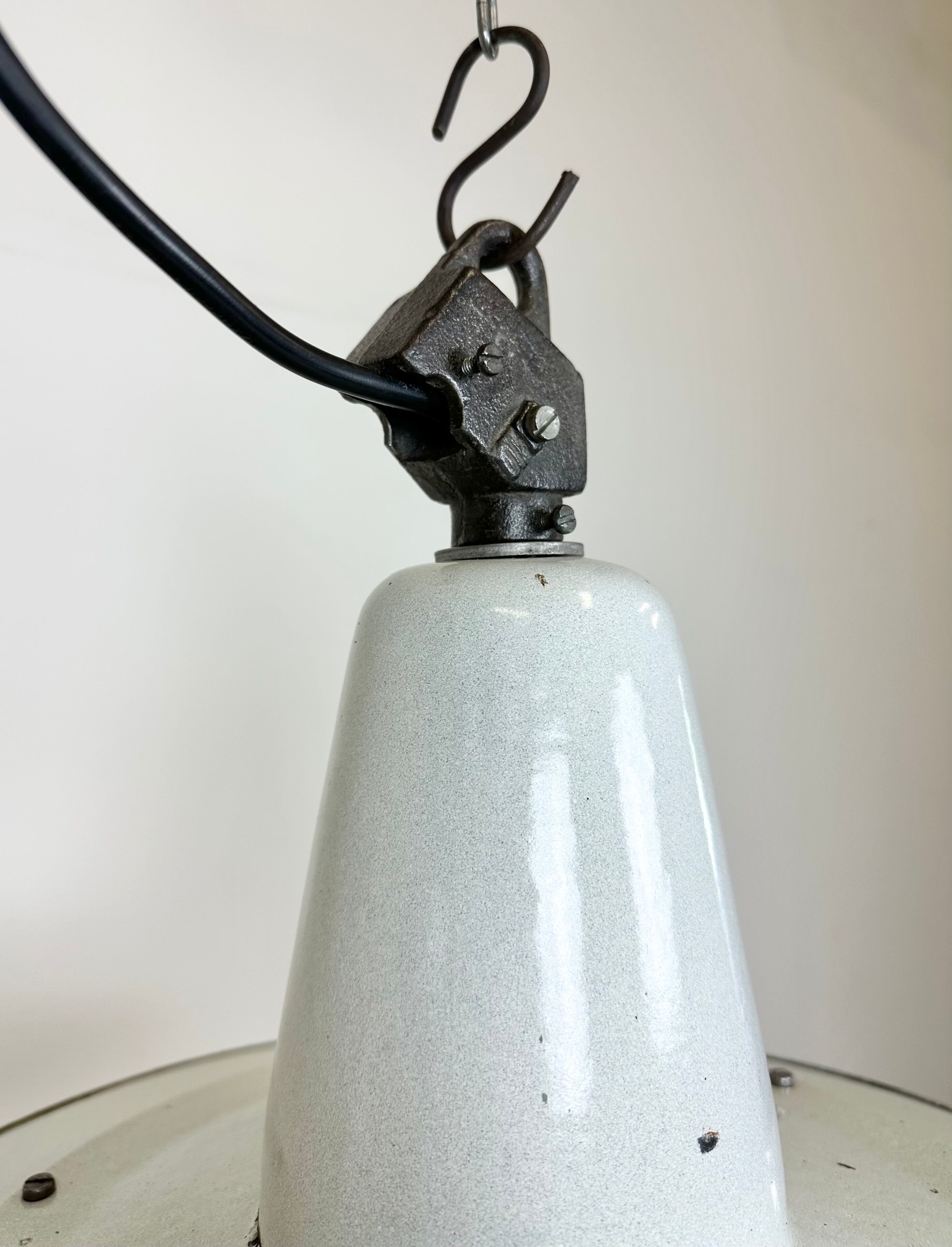 Industrial White Enamel Factory Pendant Lamp, 1960s