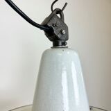 Industrial White Enamel Factory Pendant Lamp, 1960s