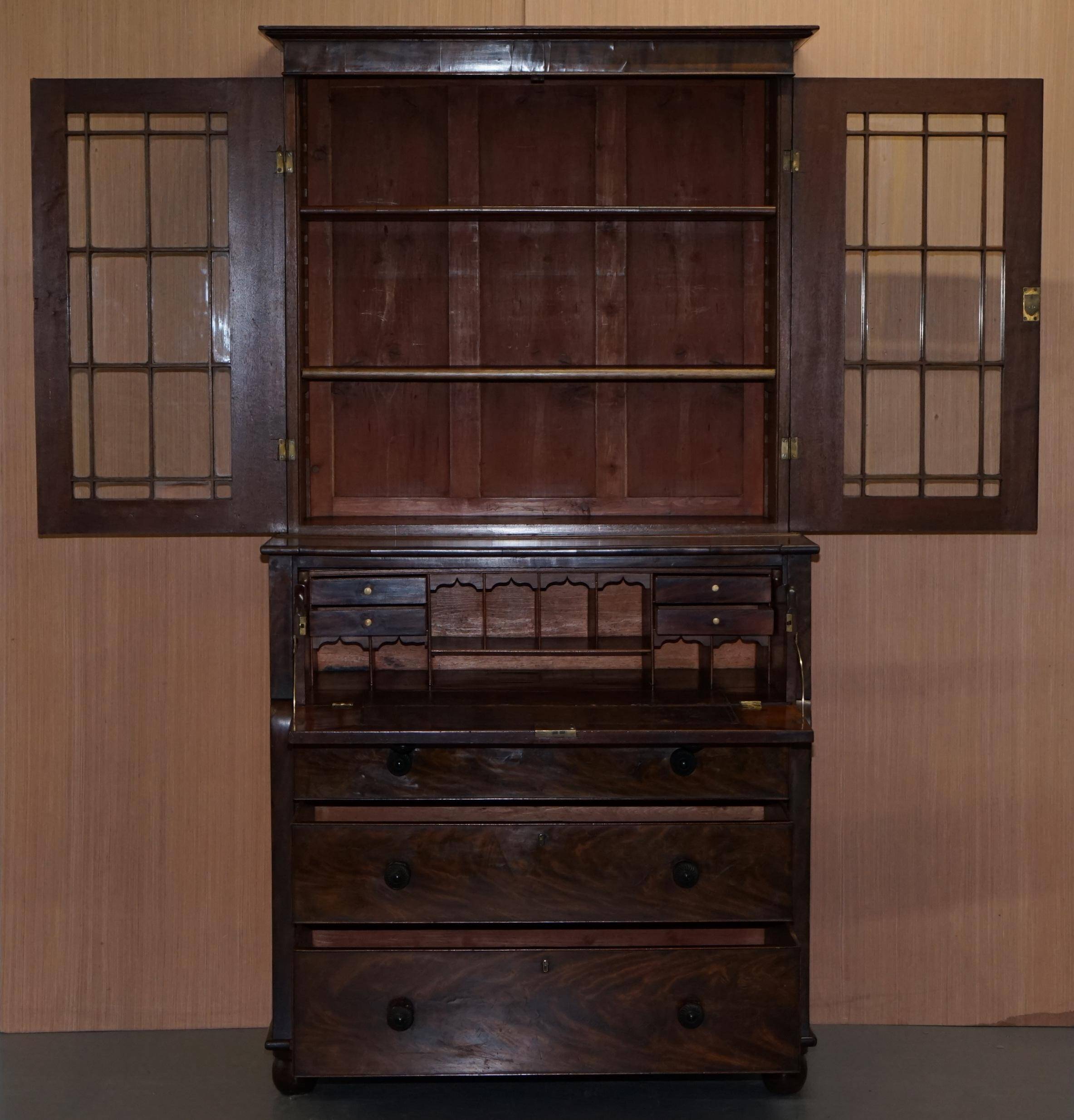 Victorian mahogany bookcase with secretary and chest of drawers.