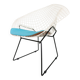 Diamond chair by Harry Bertoia in white & black metal and new blue seating