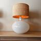 Opaline glass lamp with a rattan shade Anne Nilsson IKEA
