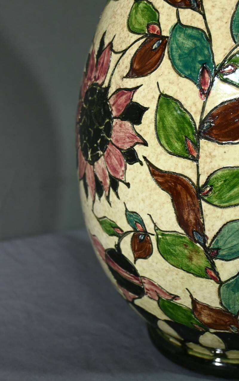 Vase en Faïence Polychrome, signé J.Massier, Vallauris – Début XXe