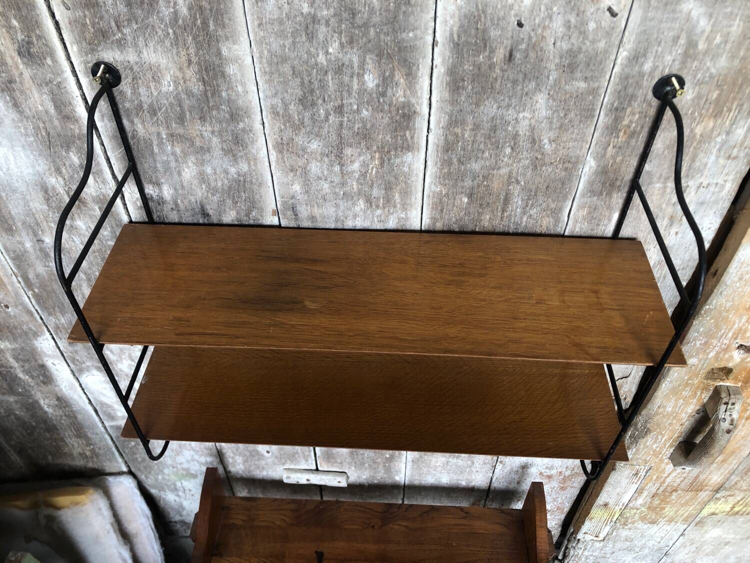 Old tomado modular wall shelf black metal + vintage wood