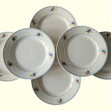 6 antique flat plates in Gien earthenware