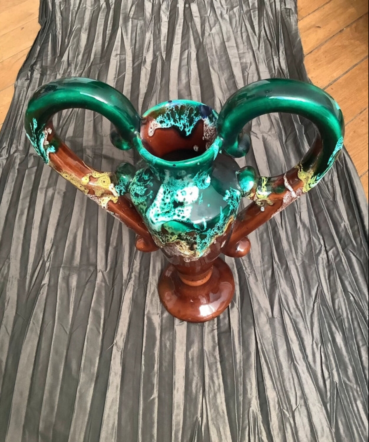 Vallauris Vase Vintage 2 handles Height 33 cm