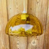 Vintage 70s amber glass pendant light.