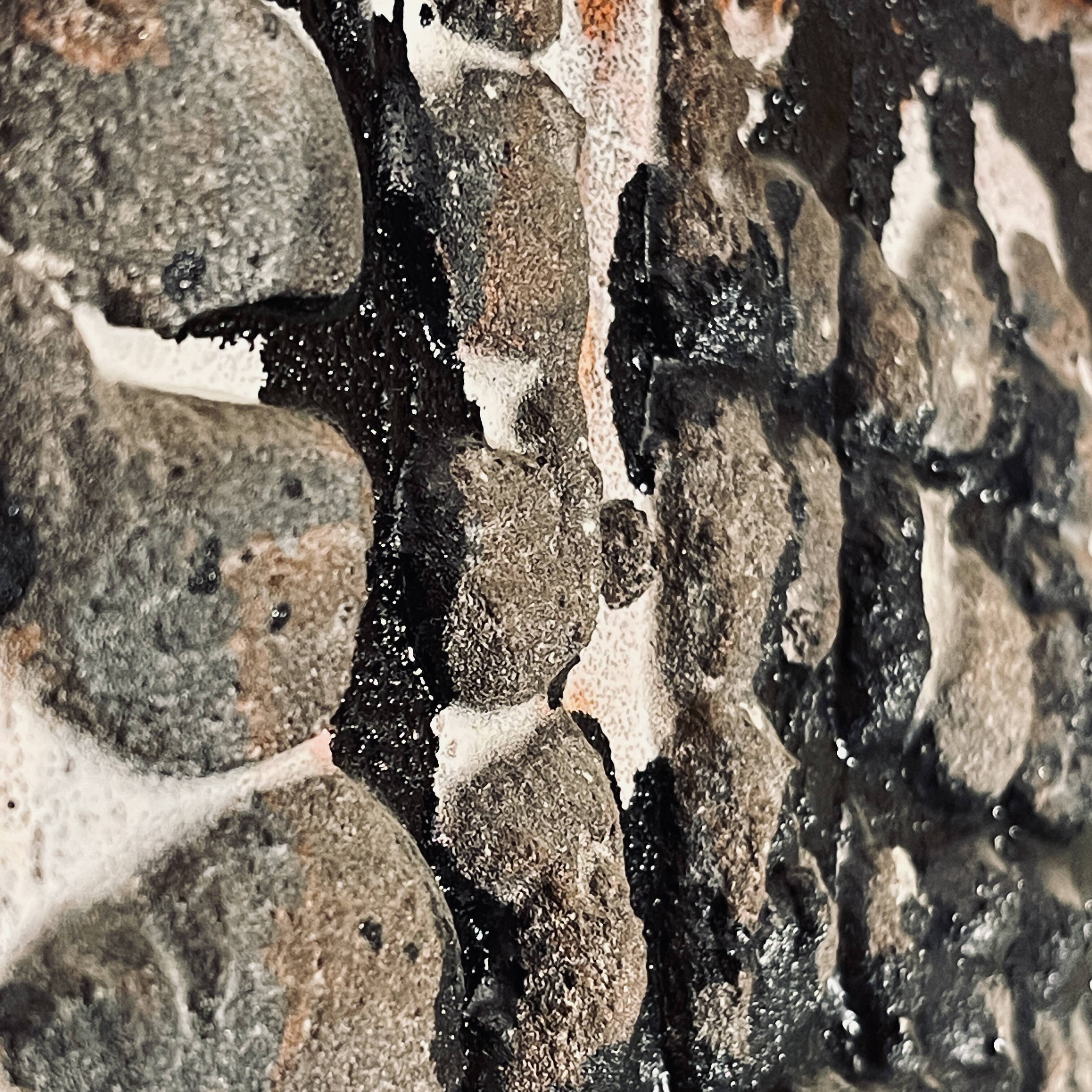 abstract painting, oil and concretions on panel No. 16, LM Londot 1963