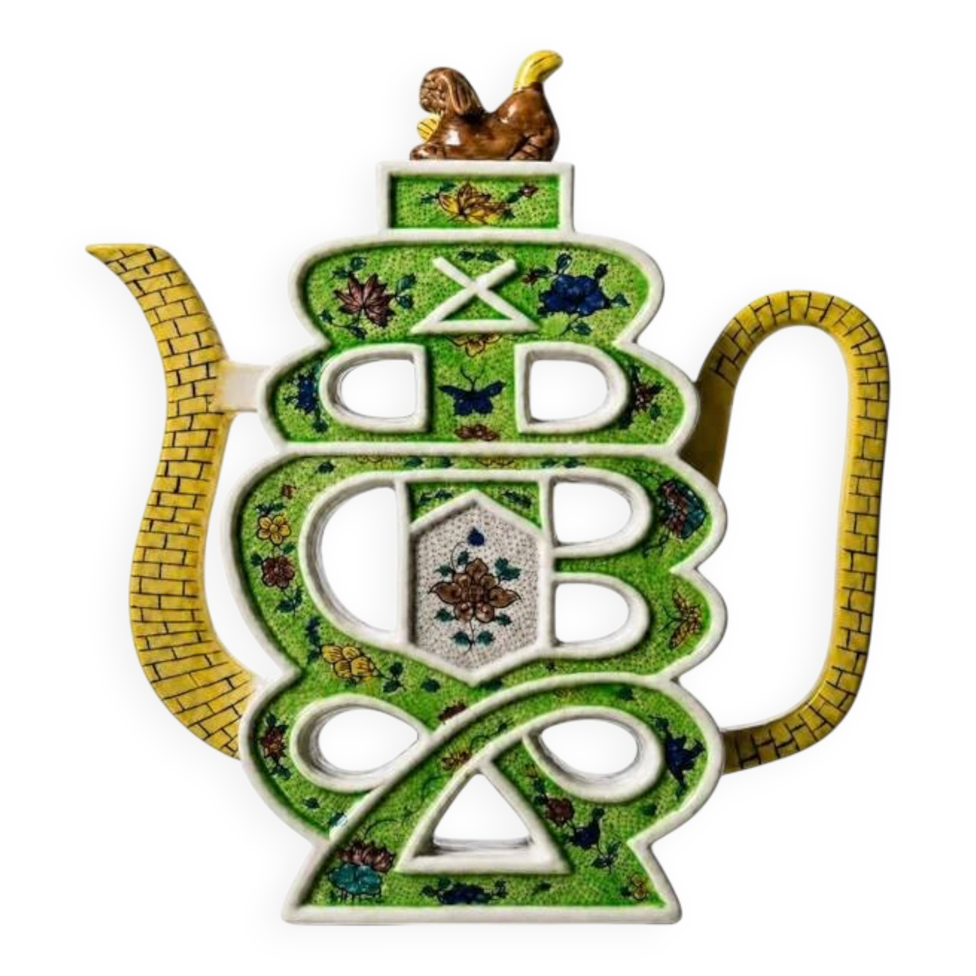 Chinese porcelain teapot puzzle, Famille Verte, 19th / early 20th century