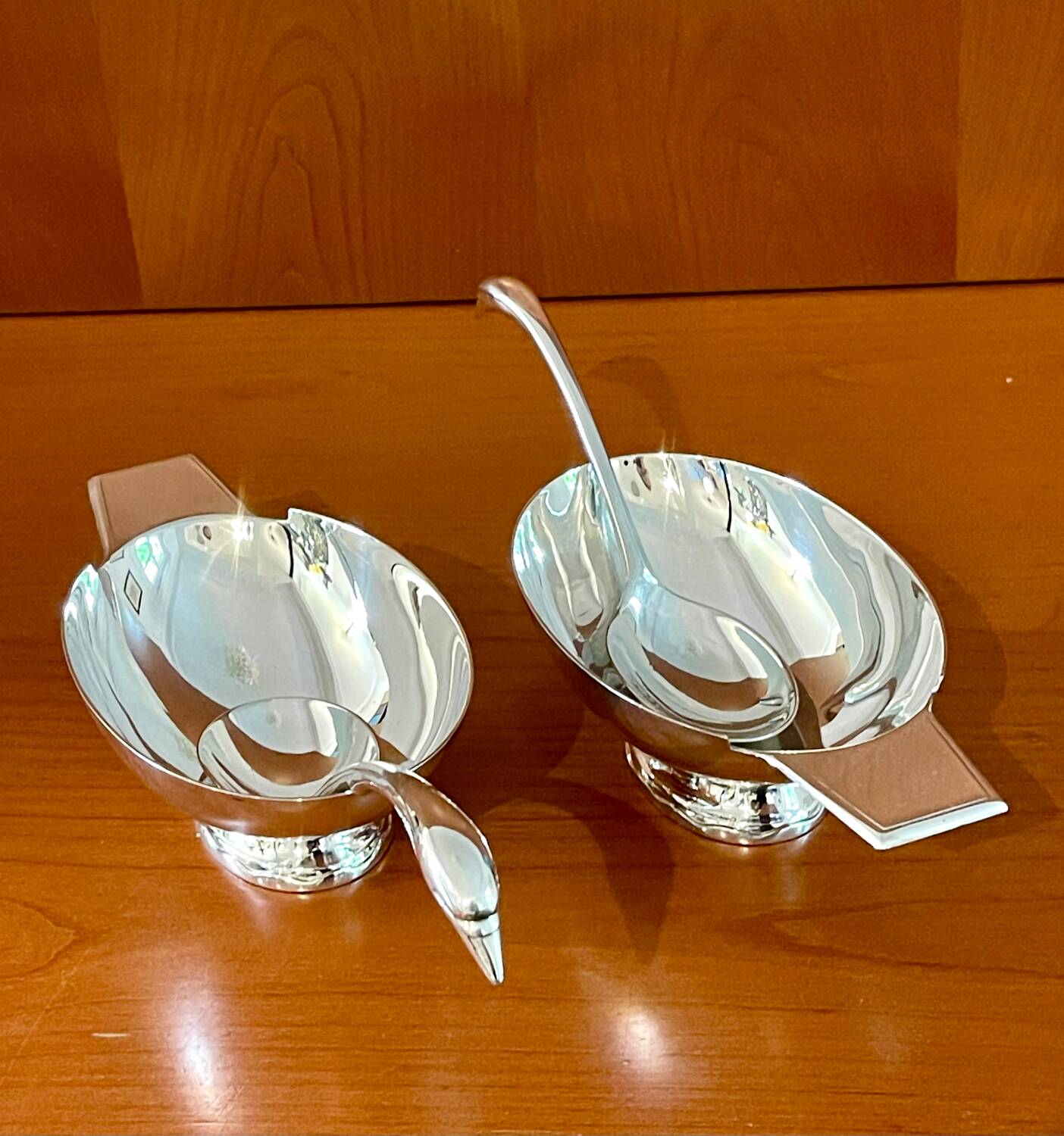 "Christofle, Gallia, 2 Swan Sauce Boats Christian Fjerdingstad