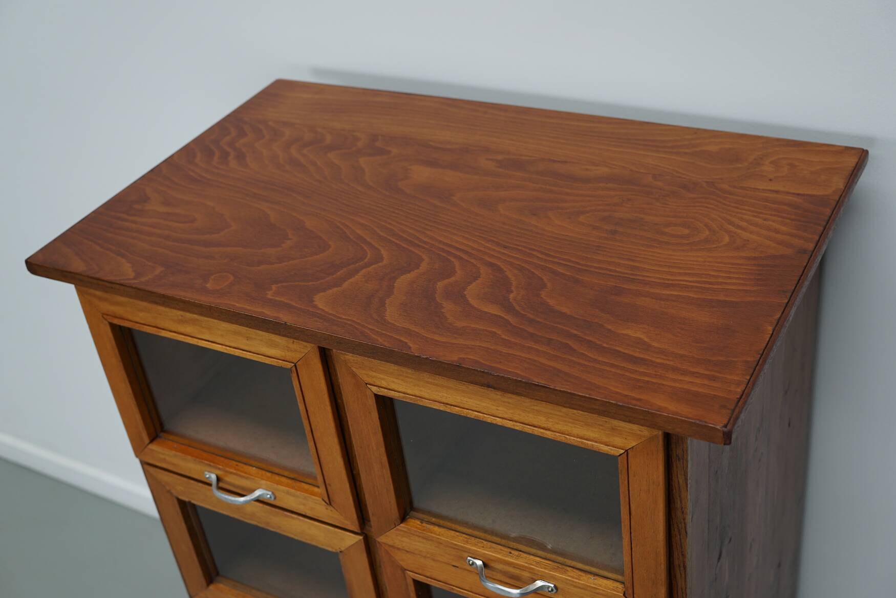 Vintage Dutch Beech & Pine Haberdashery Shop Cabinet / Vitrine, 1950s