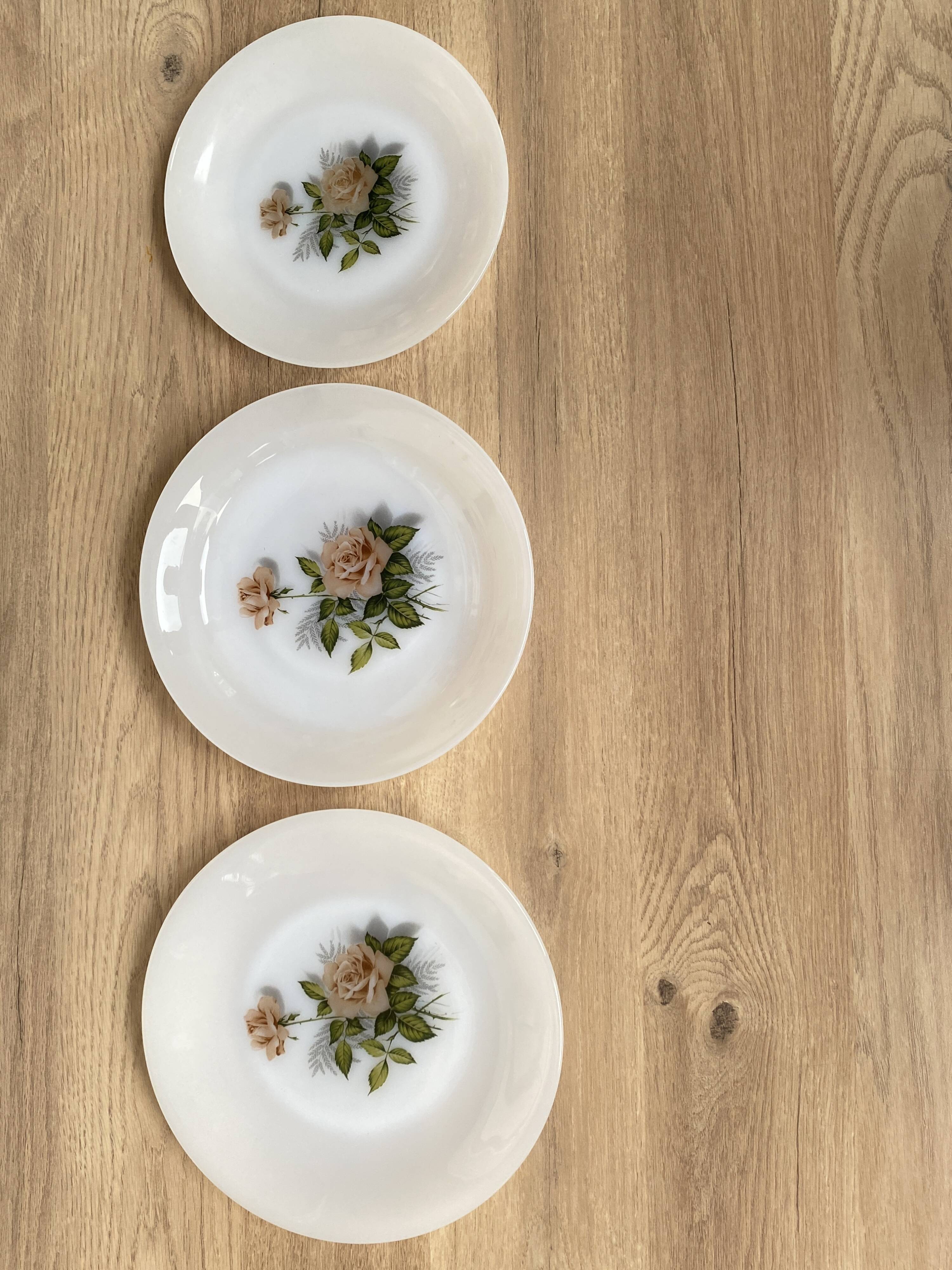 Set of 6 Arcopal Rose de France dessert plates