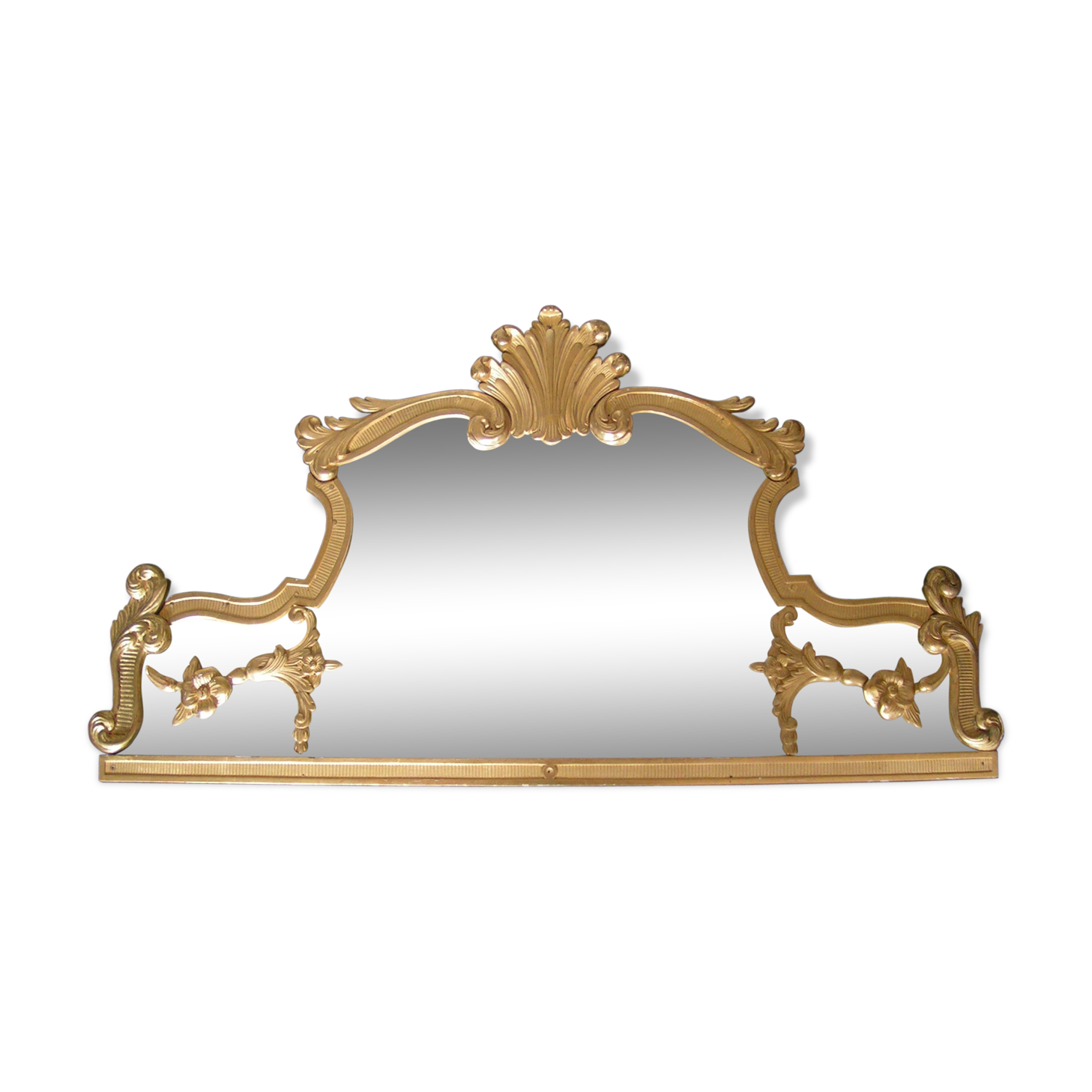 Miroir fronton en bois doré XIXeme style Louis XV - 78x49cm