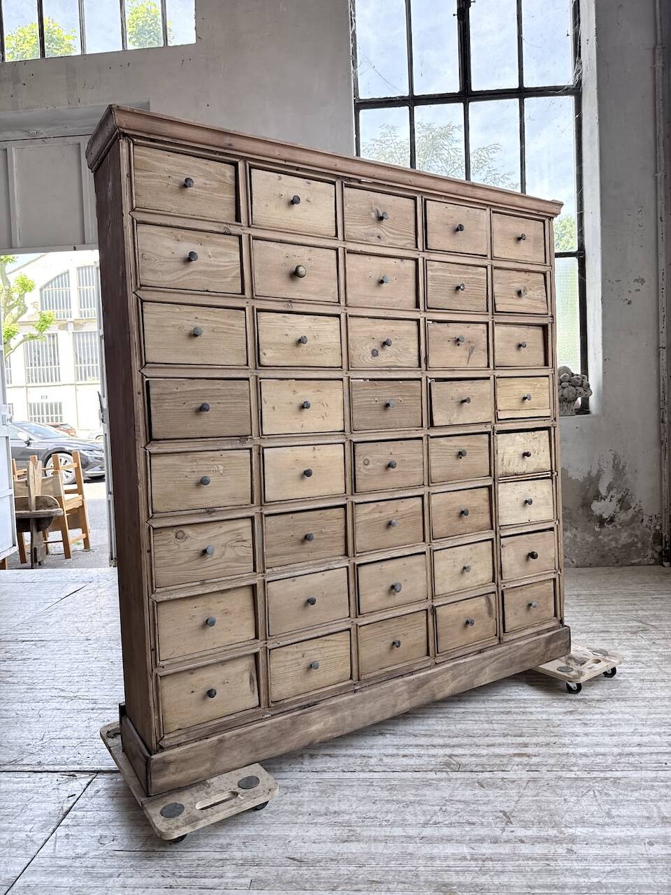 XL 1950 pine workshop cabinet with drawers