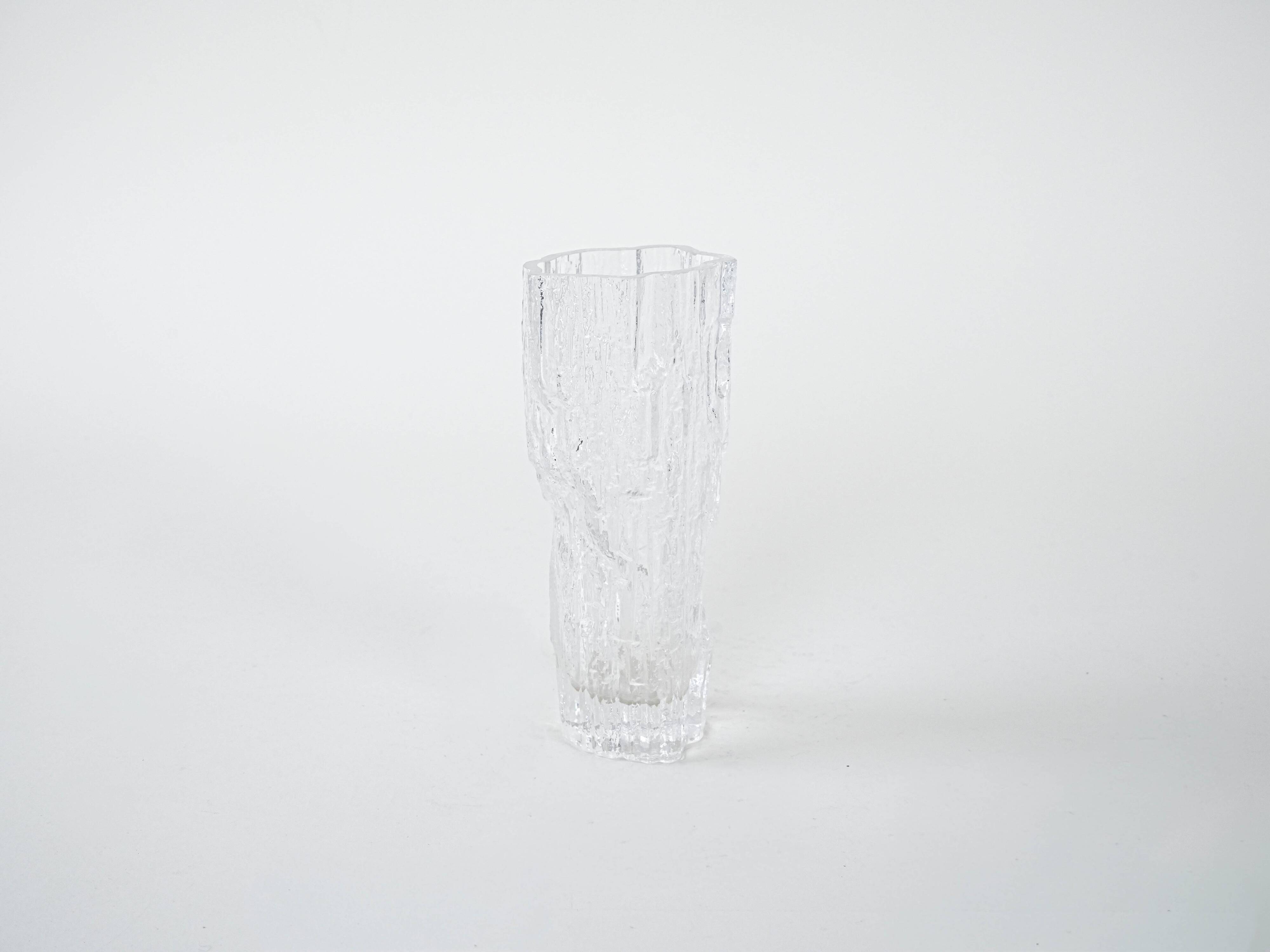 Vase en verre glacé, design danois, années 1970, fabriqué au Danemark