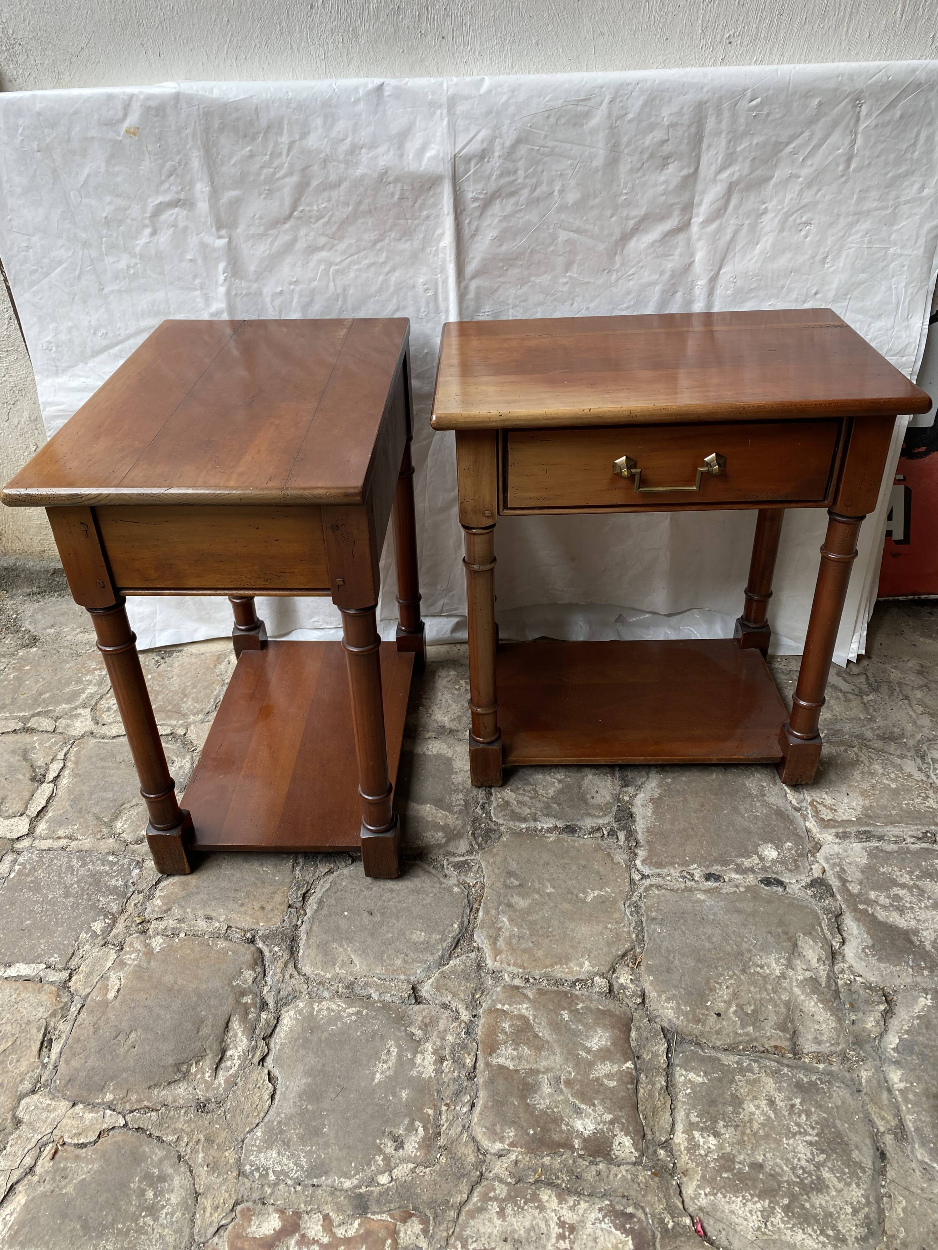 Pair of cherry wood side tables