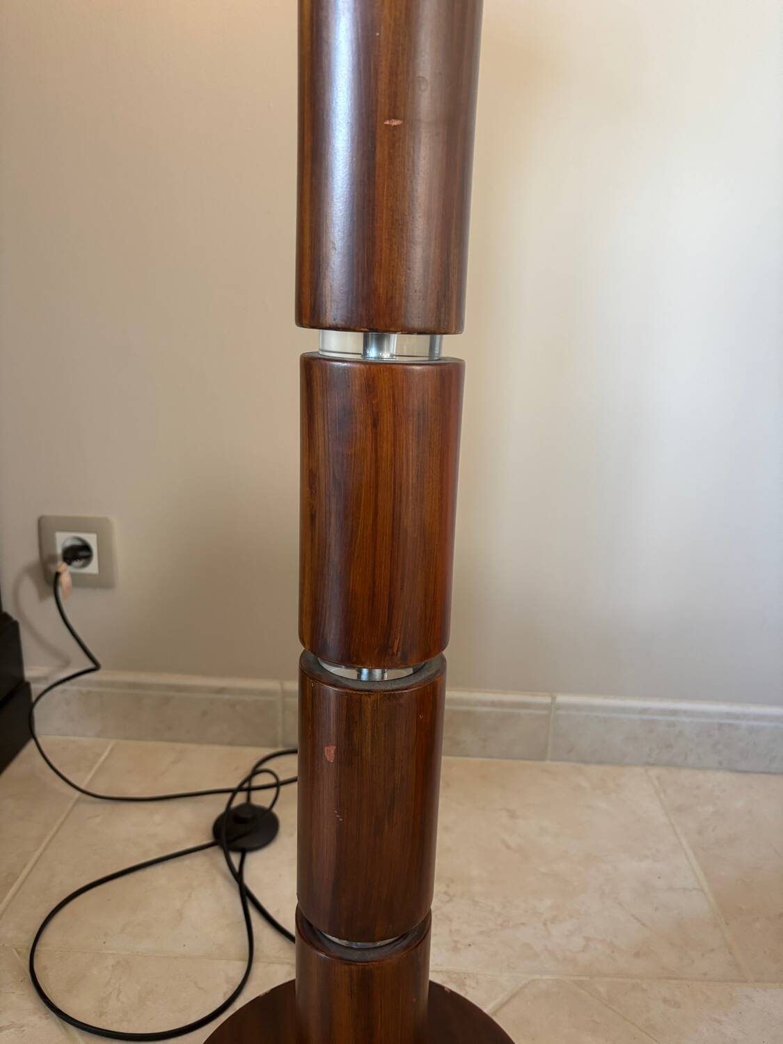 Metal and wood floor lamp