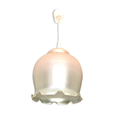 Suspension verre dépoli à volants rose nacré 1960