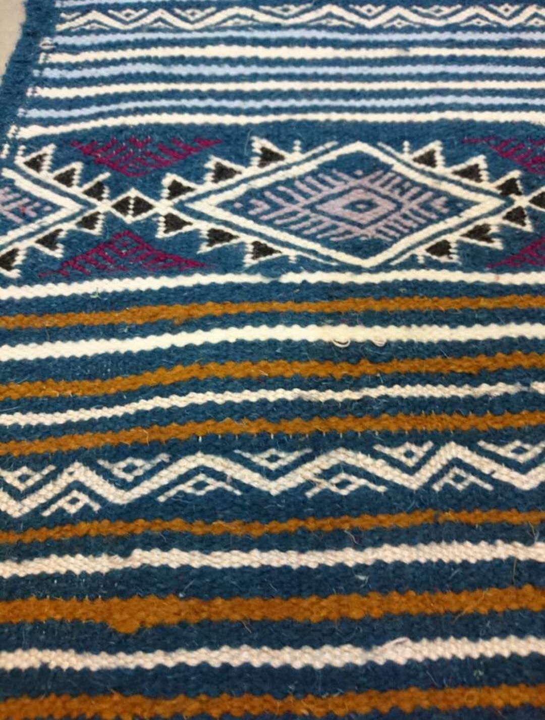 Kilim Blue Corridor in pure wool 60x196cm