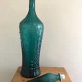 Lot of 2 Italian carafes in textured glass in yellow and blue, 1960