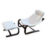 Set of vintage Scandinavian bentwood lounge chair and ottoman, 1970s