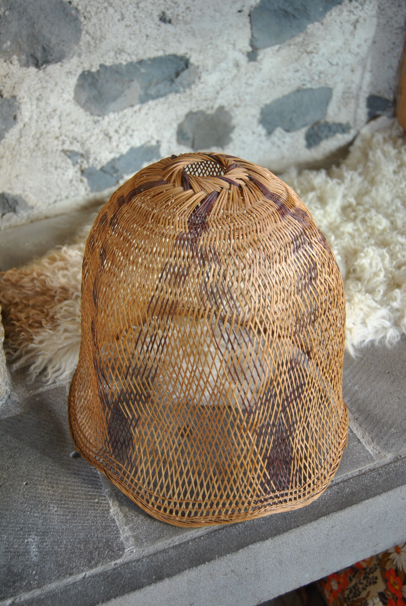 Braided raffia lampshade - Vintage authentic 70s